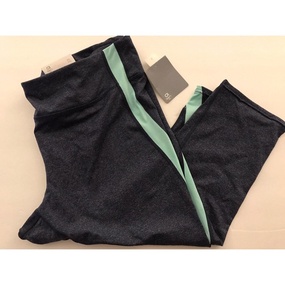 GAP Fit Capri Leggings XXL, Heathered Navy and Aqua - Picture 14 of 15